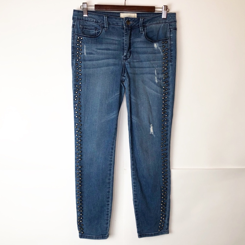 EUC Rachel Roy Denim Distress Studded Ankle Jeans